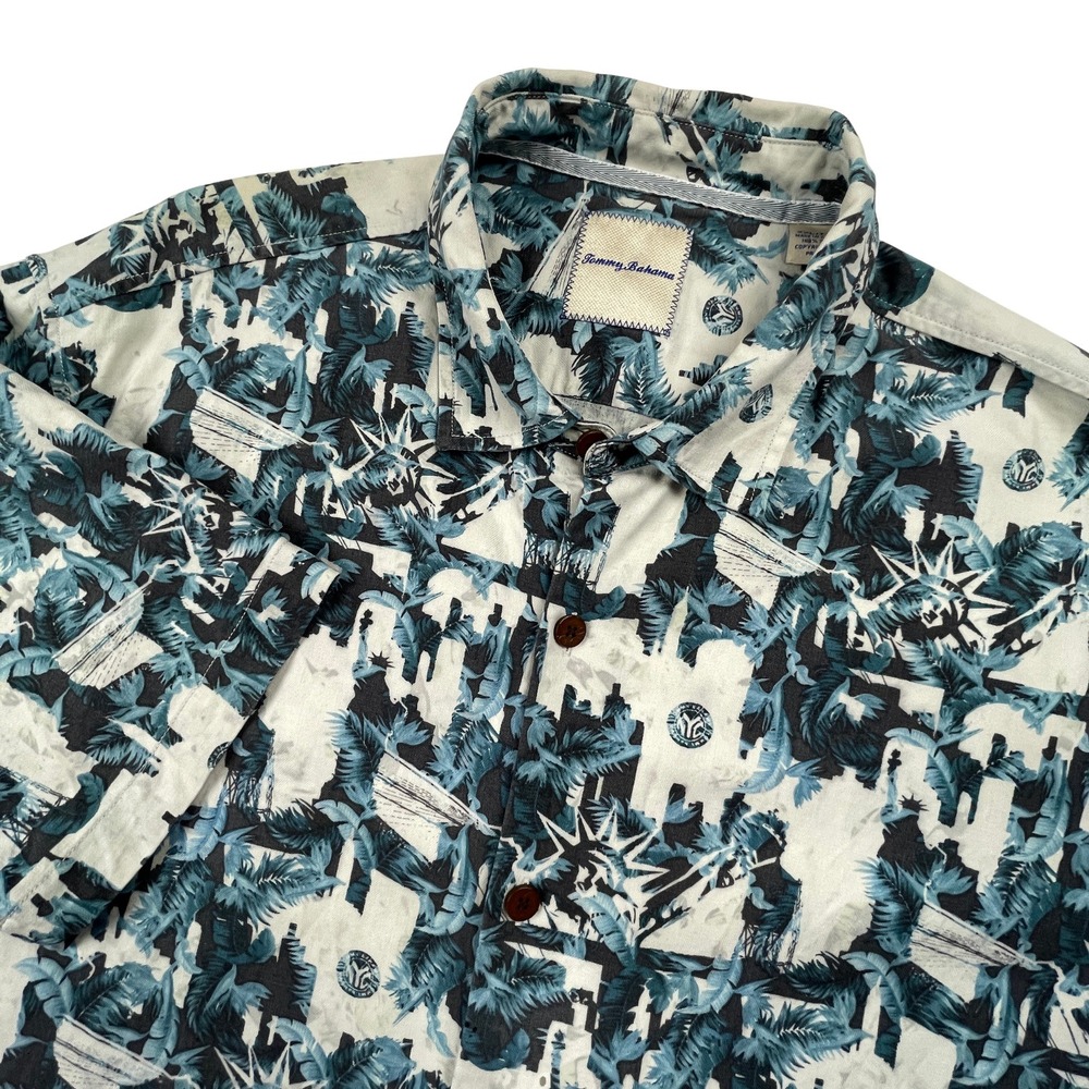 Tommy Bahama Men XXL Silk Destination Big Apple Camp Shirt NYC Statue of Liberty